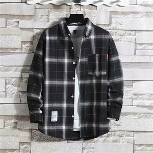 Fashion Men's Long Sleeve Plaid Shirt-Black